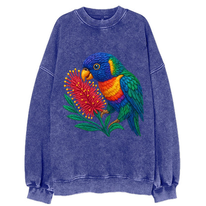 Rainbow Lorikeet Bottlebrush - Vintage Sweatshirt - Blue