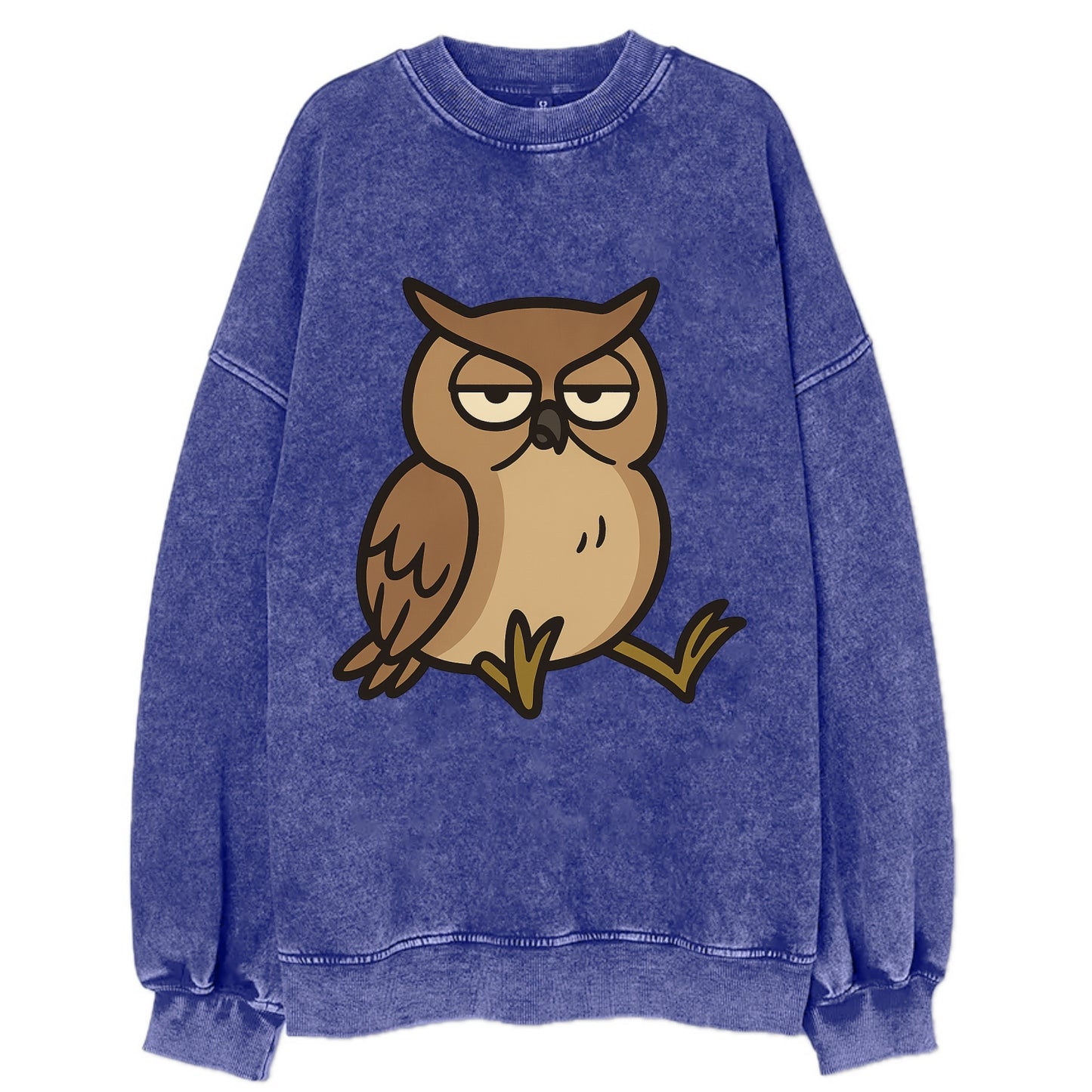 The Owl Judging Silently - Vintage Sweatshirt - Blue