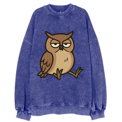 The Owl Judging Silently - Vintage Sweatshirt - Blue