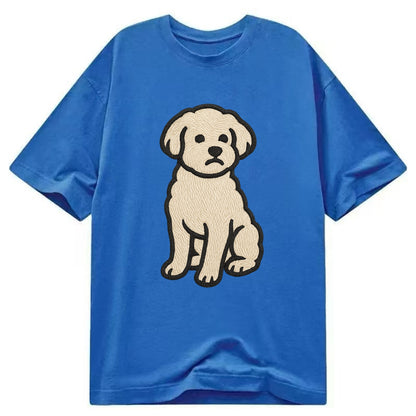 Maltipoo - White curly sitting pose - Cl Classic T-shirt - Blue