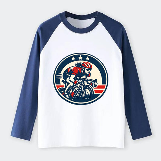 Speed Queen Emblem - Raglan Long Sleeve T-Shirt - Blue