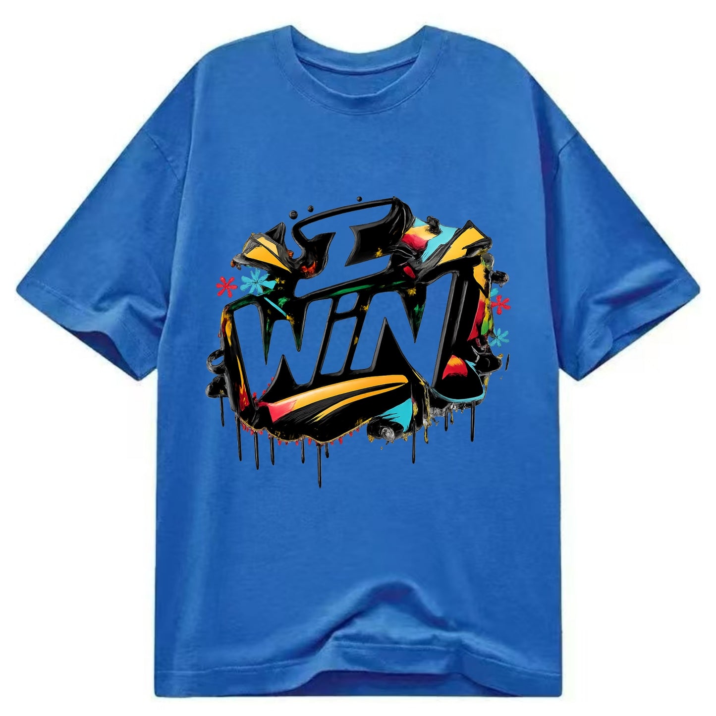 Bold typography design - "I WIN" - victory mindset, winning - Classic T-shirt - Blue