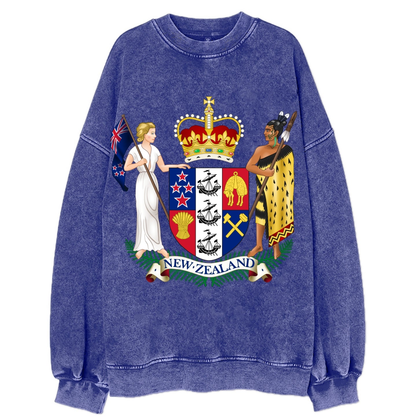 Coat Of Arms Of New Zealand - Vintage Sweatshirt - Blue