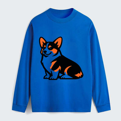 Tricolor Corgi Charm - Classic Long Sleeve Shirt - Blue