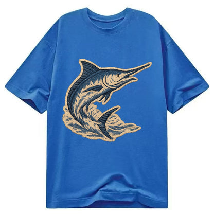 SWORDFISH MARLIN - leaping marlin in blue and silver , sport fishing - Classic T-shirt - Blue