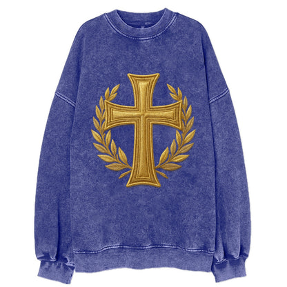 Victory Cross  - Vintage Sweatshirt - Blue
