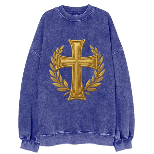 Victory Cross  - Vintage Sweatshirt - Blue