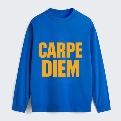 Bold typography design - "CARPE DIEM" - seize the day - Classic Long Sleeve Shirt - Blue
