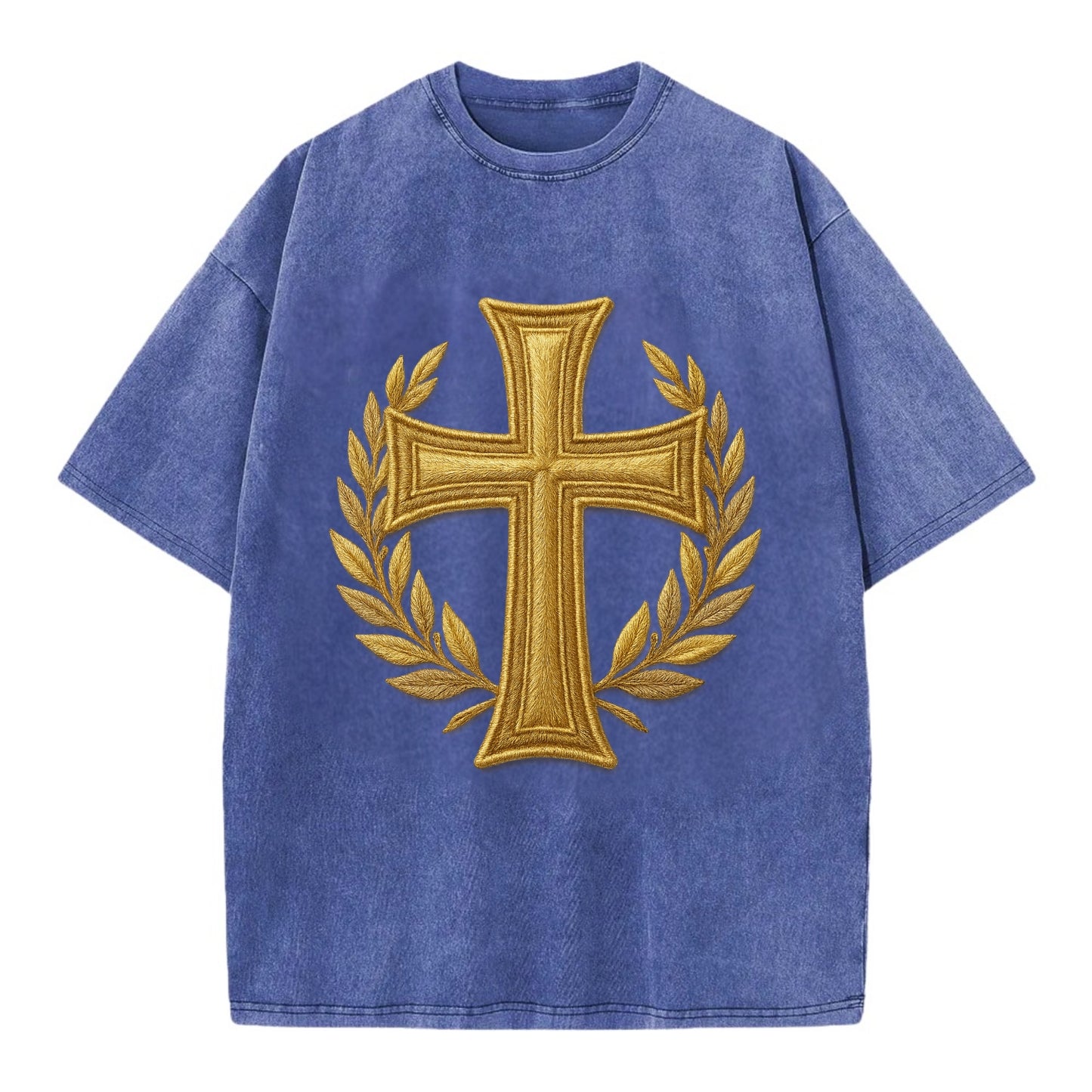 Victory Cross  - Vintage T-shirt - Blue