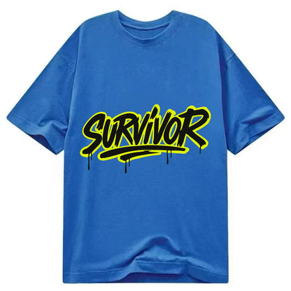 Bold typography design - "SURVIVOR" - overcomer, still standing, made it through - Classic T-shirt - Blue