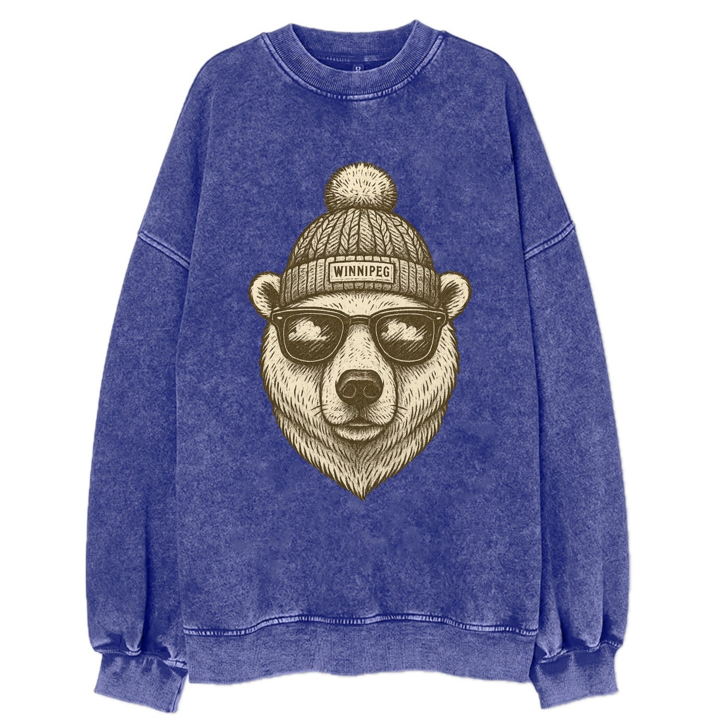 Winnipeg Polar Bear wearing Winnipeg bea - Vintage Sweatshirt - Blue