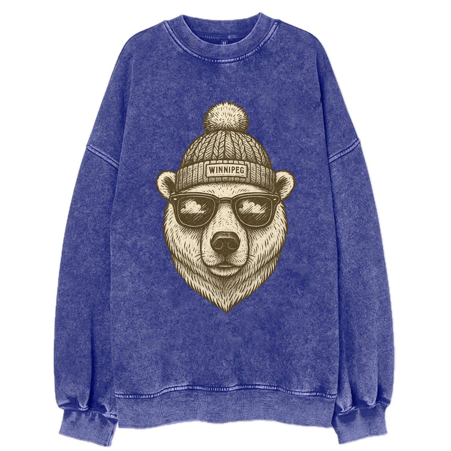 Winnipeg Polar Bear wearing Winnipeg bea - Vintage Sweatshirt - Blue