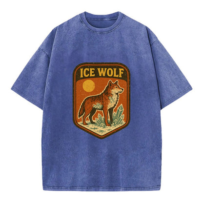 Ice Wolf Crystal  - Vintage T-shirt - Blue
