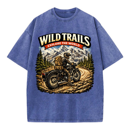 Wild Trails Explorer - Vintage T-shirt - Blue