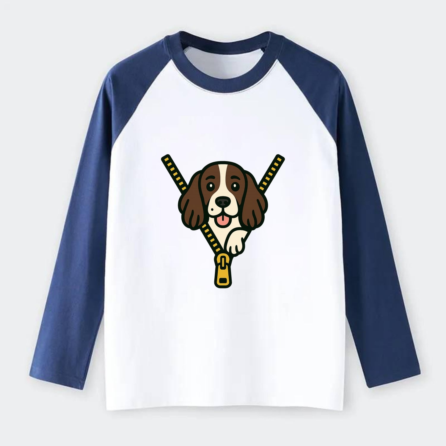 English Springer Spaniel - Raglan Long Sleeve T-Shirt - Blue