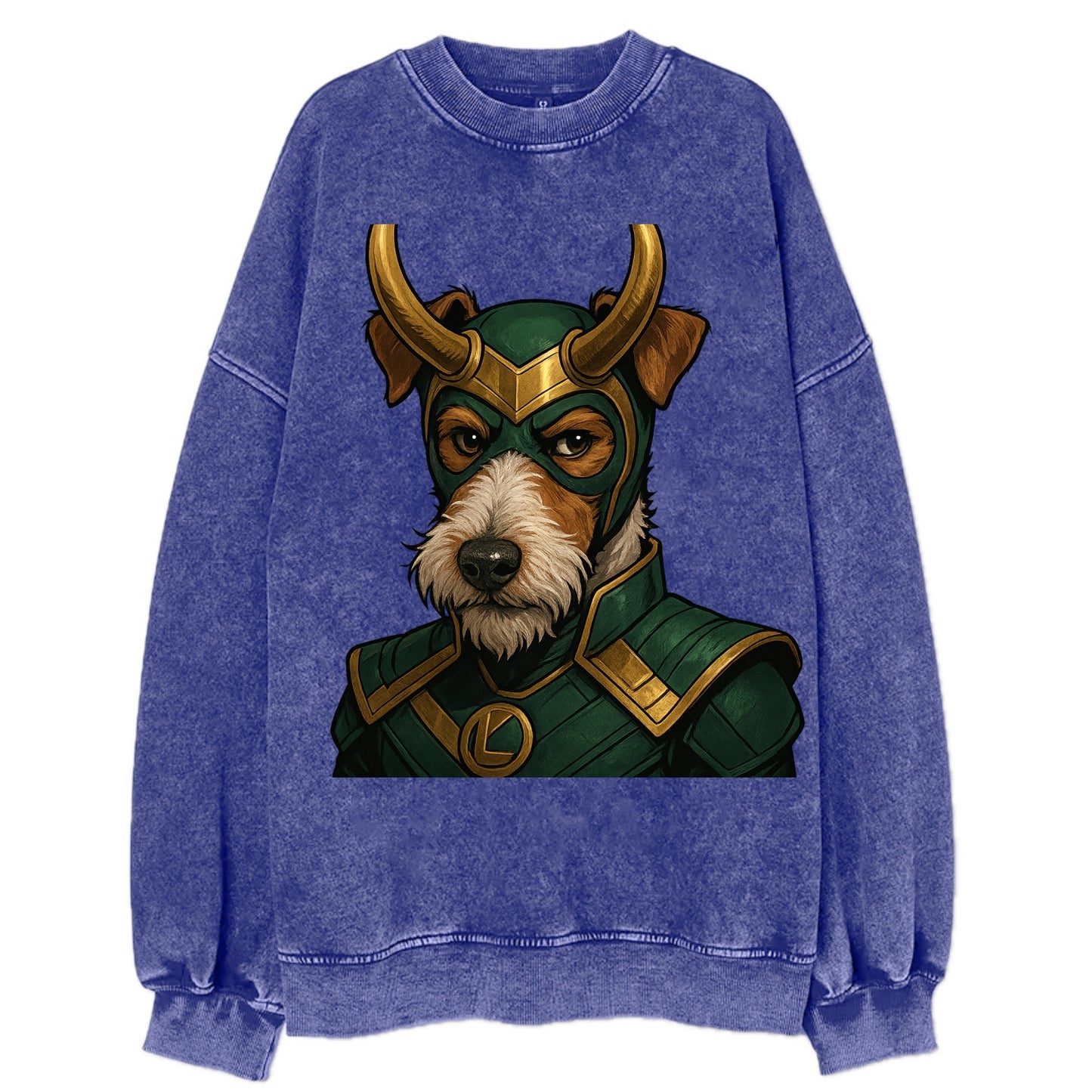 Fox Terrier Loki  - Vintage Sweatshirt - Blue