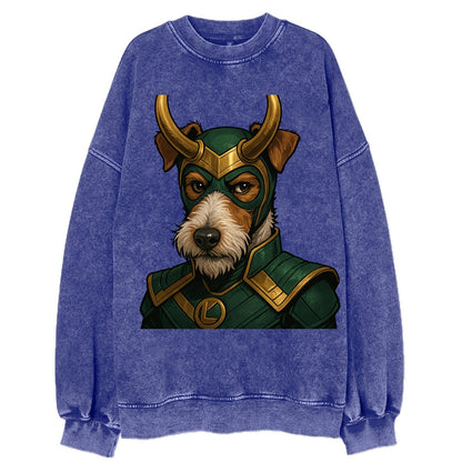 Fox Terrier Loki  - Vintage Sweatshirt - Blue
