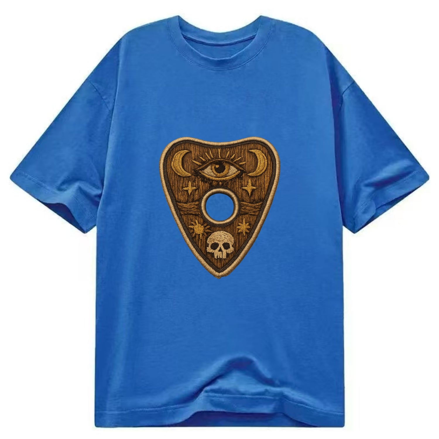 OUIJA PLANCHETTE - spirit board pointer in wood and gold , seance - Classic T-shirt - Blue