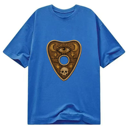 OUIJA PLANCHETTE - spirit board pointer in wood and gold , seance - Classic T-shirt - Blue