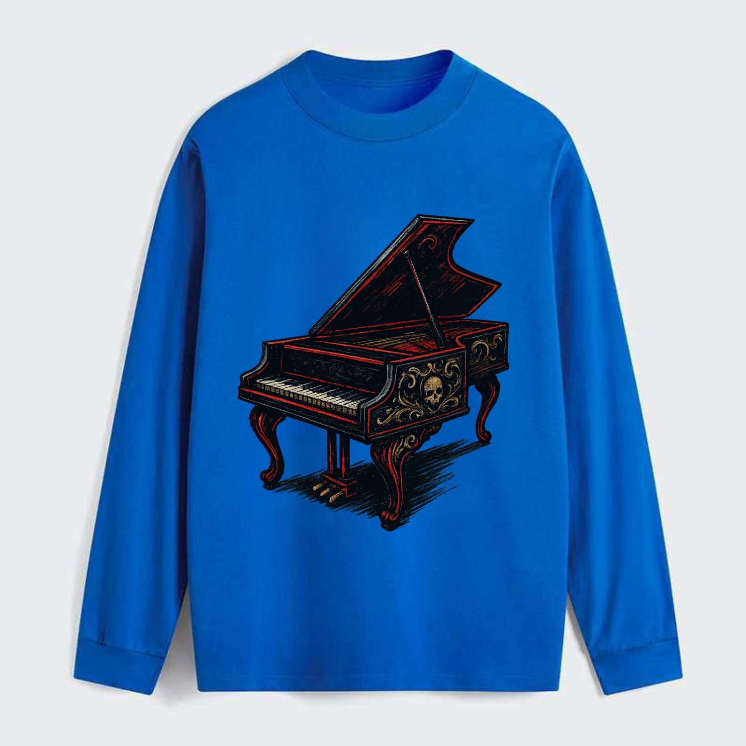 Harpsichord with baroque decorative styling - Classic Long Sleeve Shirt - Blue