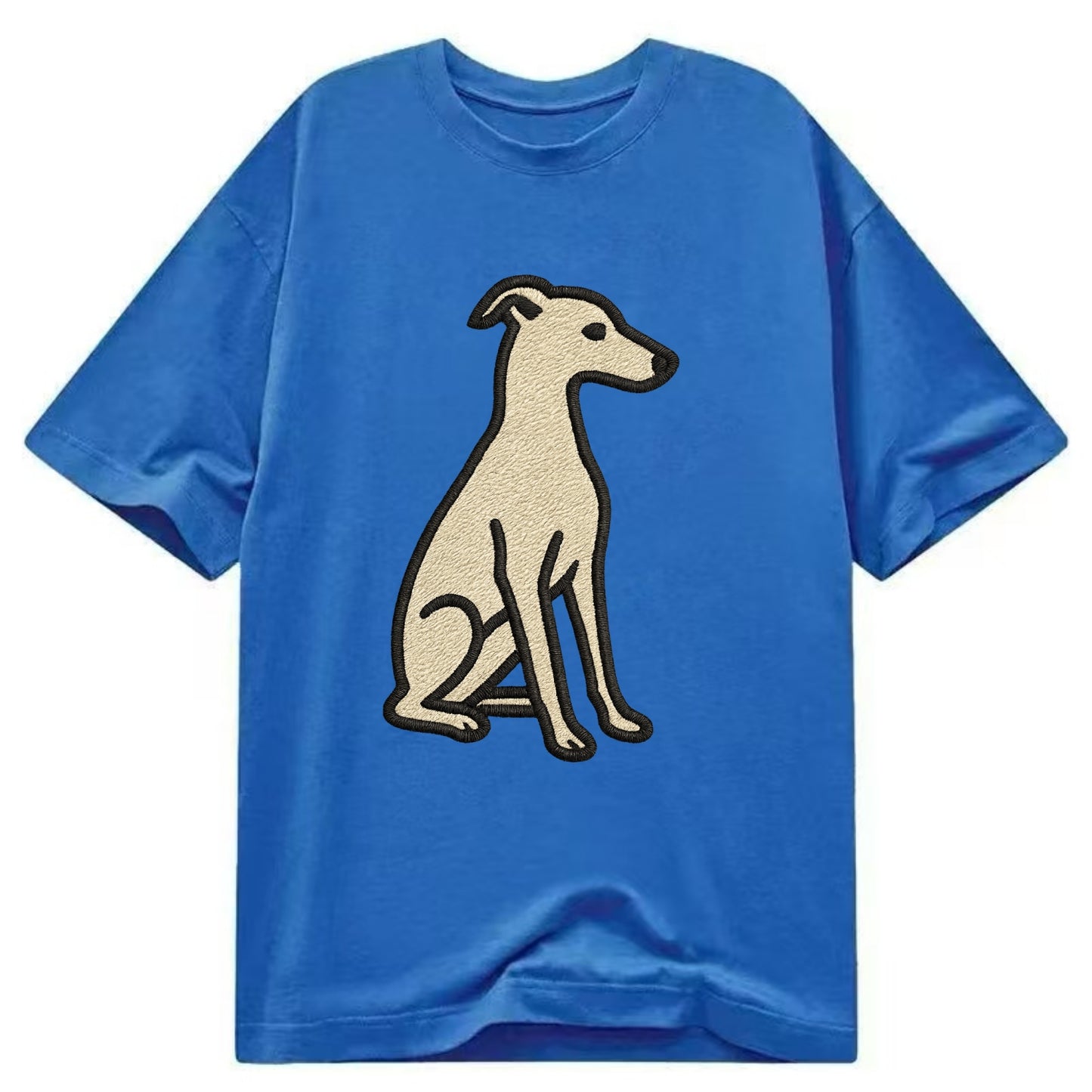 Italian Greyhound - Gray sitting pose - Classic T-shirt - Blue