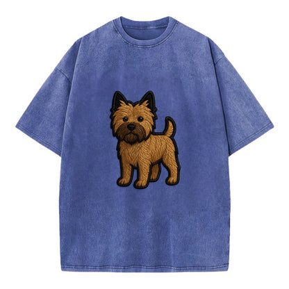 Cairn Terrier - Modern shaggy design wit - Vintage T-shirt - Blue