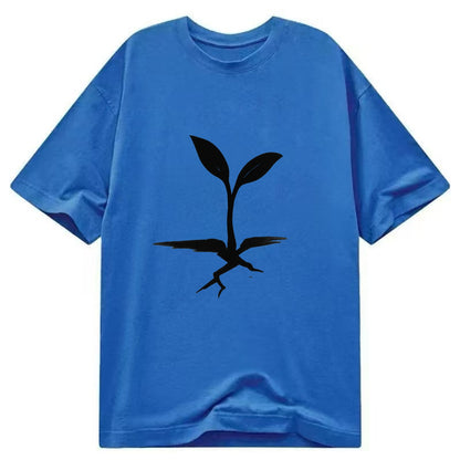 Seedling breaking through concrete - persistence ink brushstrokes - Classic T-shirt - Blue