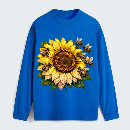 Vintage Sunflower - Classic Long Sleeve Shirt - Blue