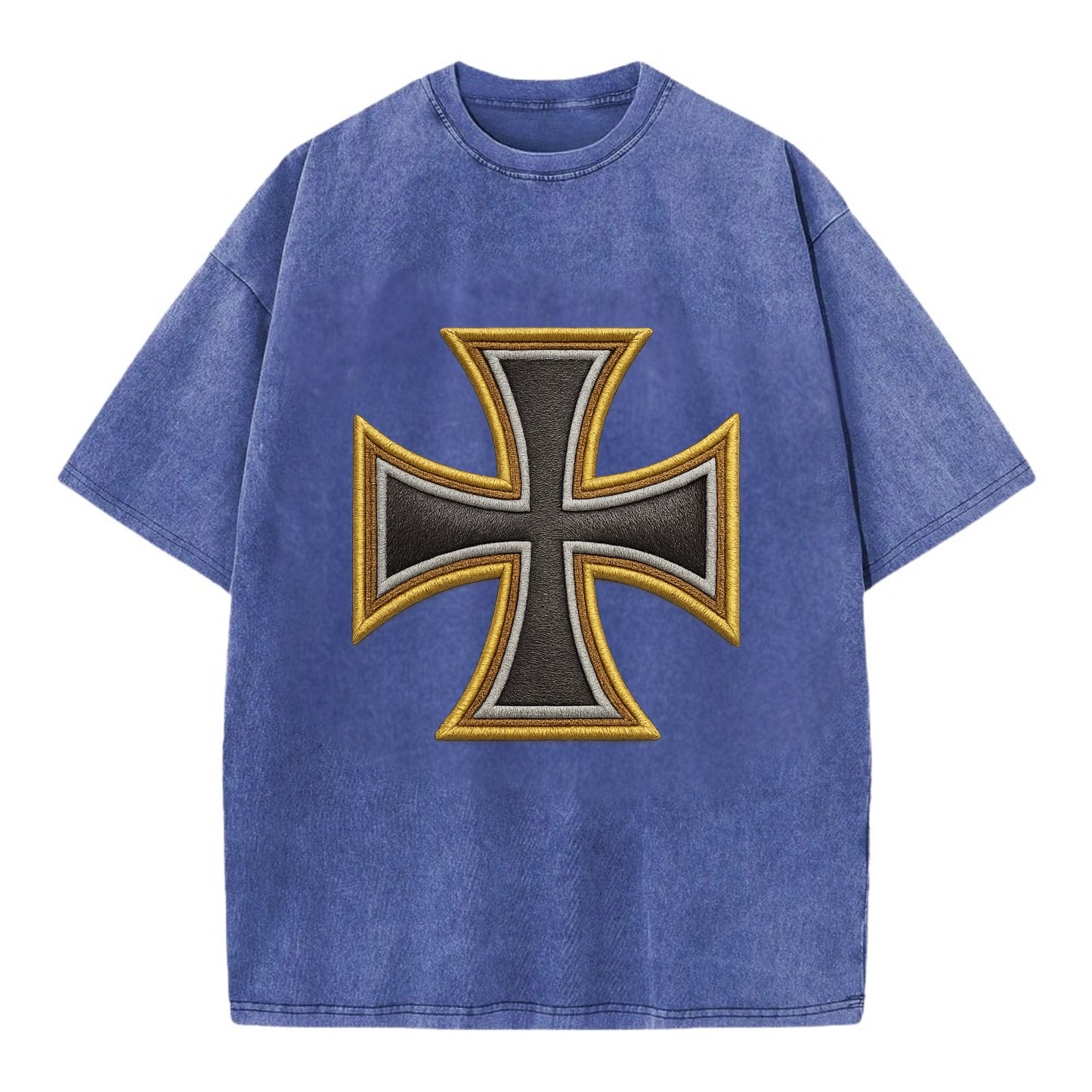 Teutonic Cross  - Vintage T-shirt - Blue