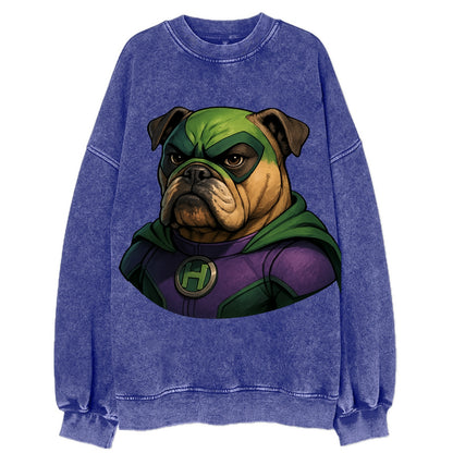 Bulldog Strong Hero  - Vintage Sweatshirt - Blue