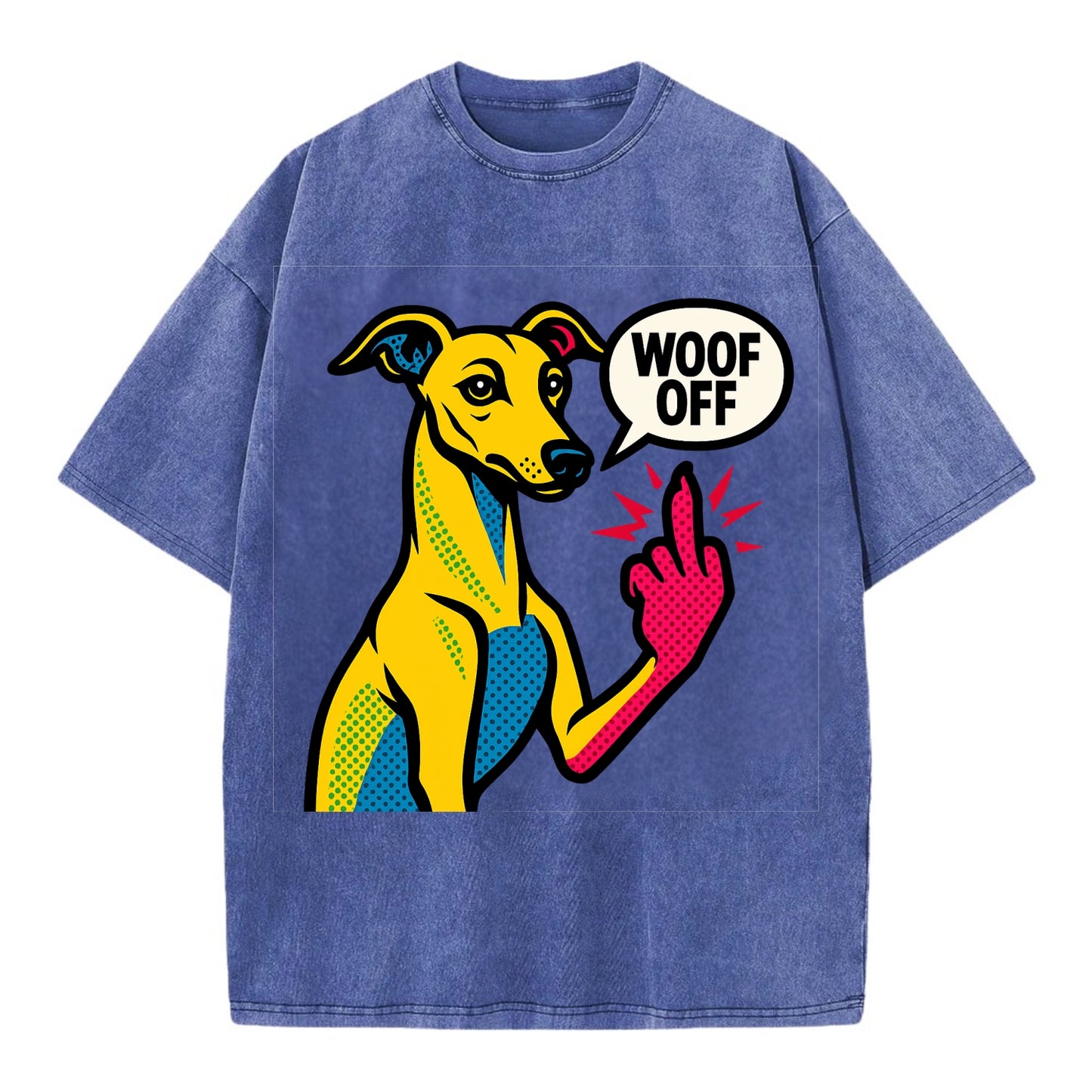 Whippet sleek athletic greyhound-like, elegant long paw giving sass - Vintage T-shirt - Blue