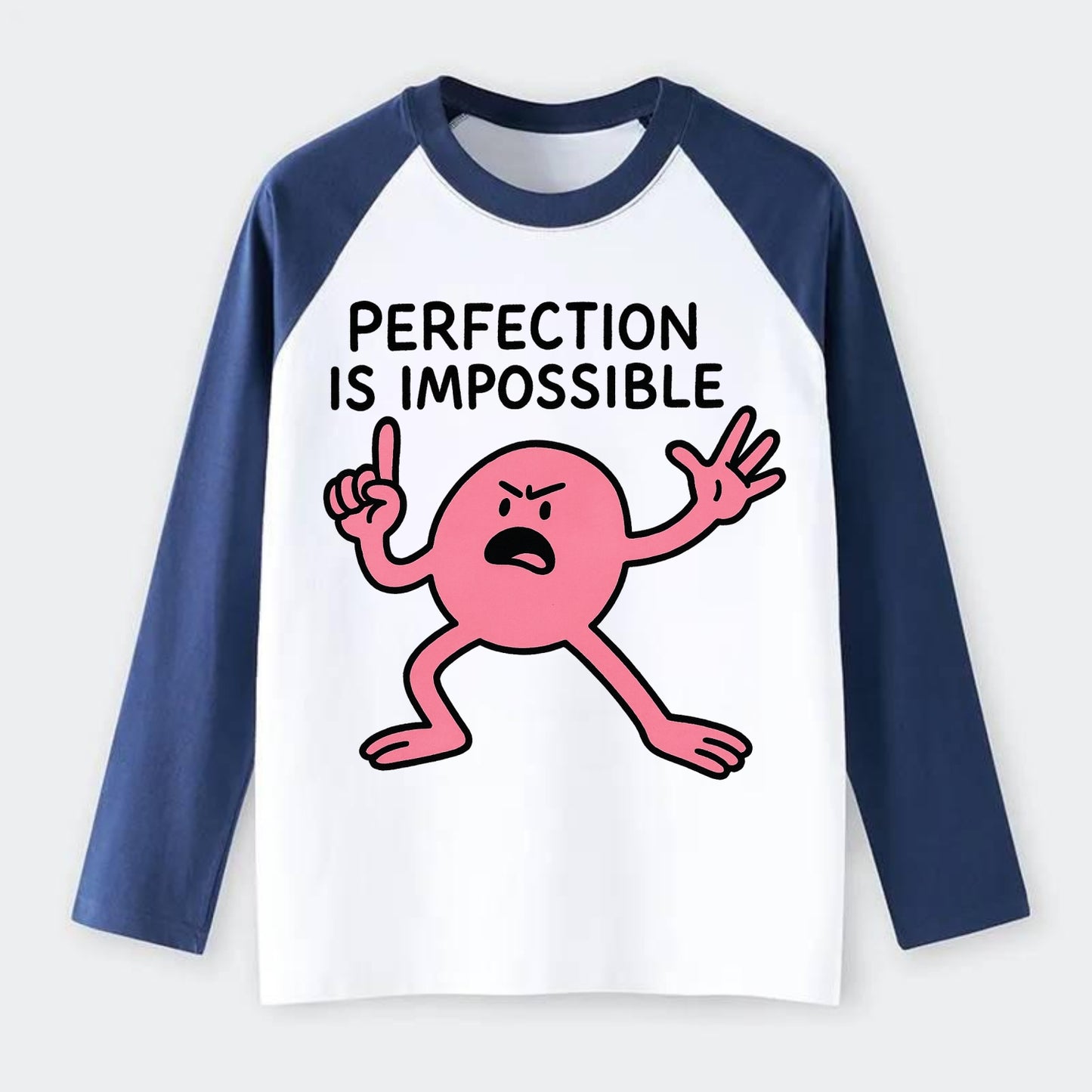 PERFECTION IS IMPOSSIBLE | Asymmetrical circle - Raglan Long Sleeve T-Shirt - Blue