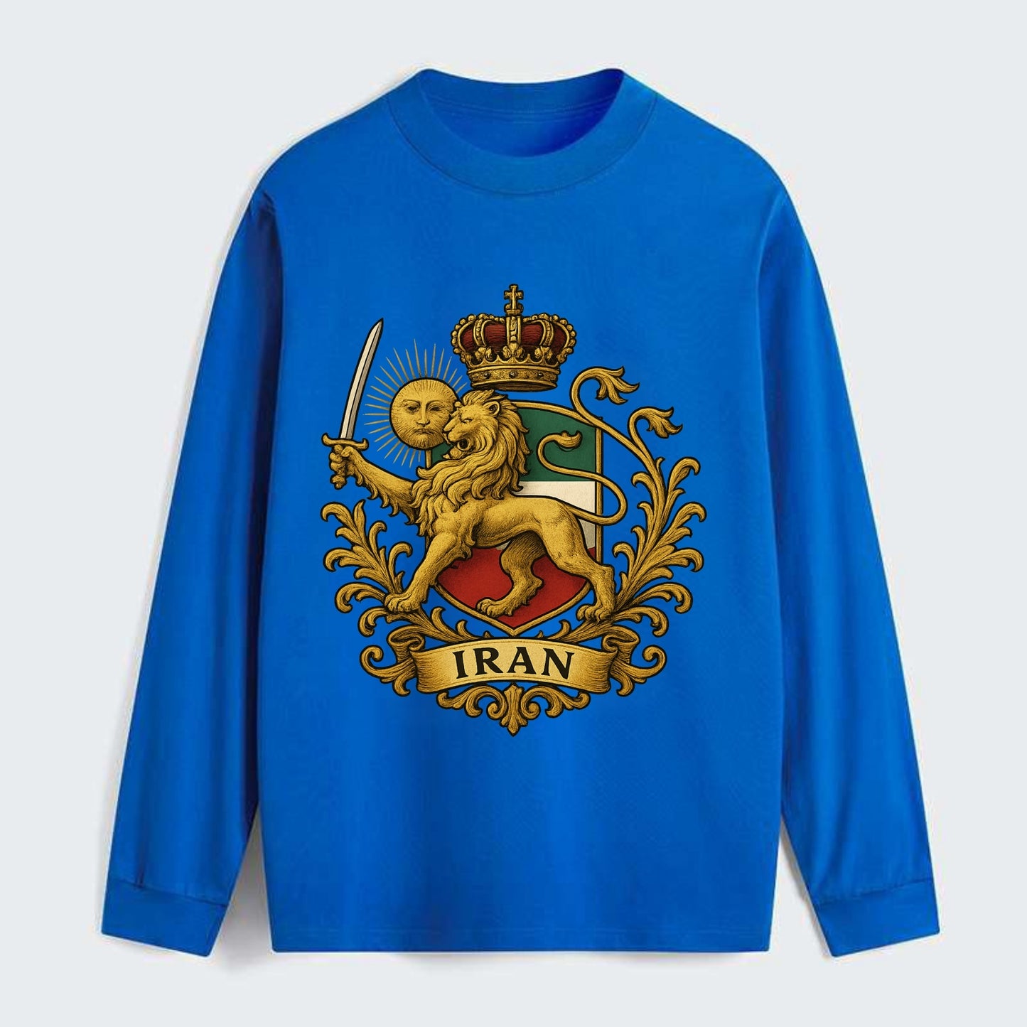 Royal Iran Coat Of Arms - Classic Long Sleeve Shirt - Blue