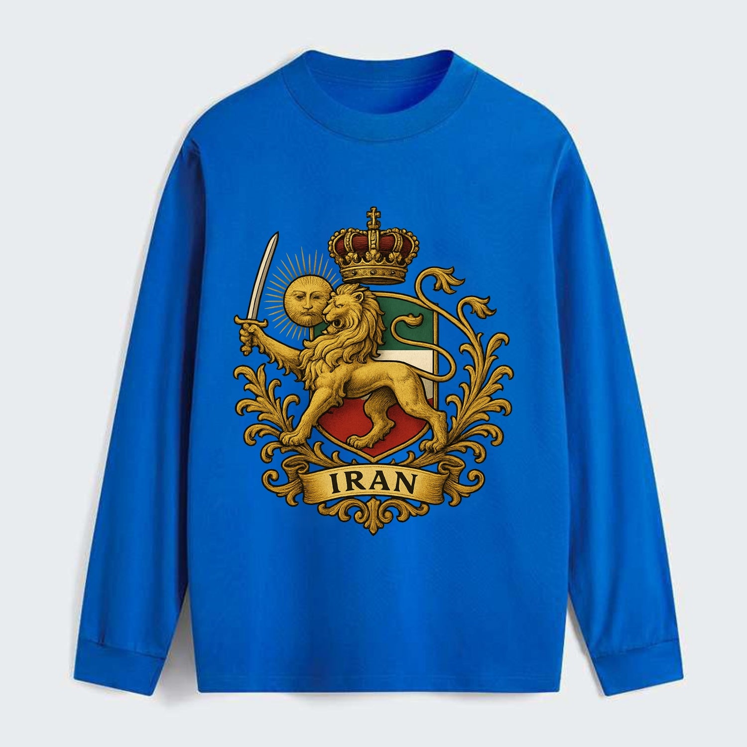 Royal Iran Coat Of Arms - Classic Long Sleeve Shirt - Blue
