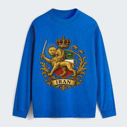 Royal Iran Coat Of Arms - Classic Long Sleeve Shirt - Blue