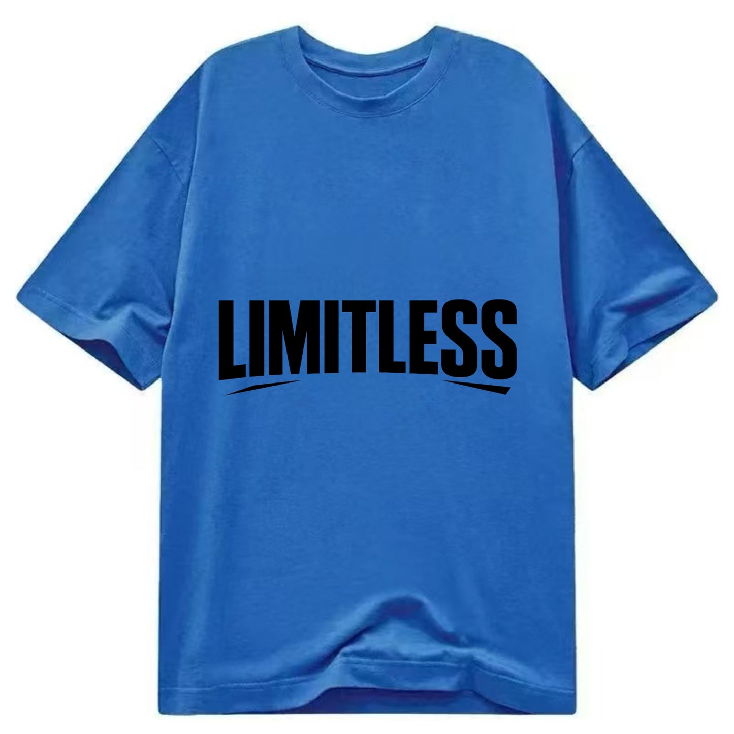 Bold typography design - "LIMITLESS" - no boundaries, infinite potential - Classic T-shirt - Blue