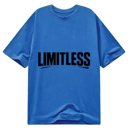 Bold typography design - "LIMITLESS" - no boundaries, infinite potential - Classic T-shirt - Blue