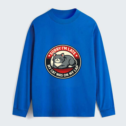 Charming Cat Loaf Excuse Emblem - Classic Long Sleeve Shirt - Blue