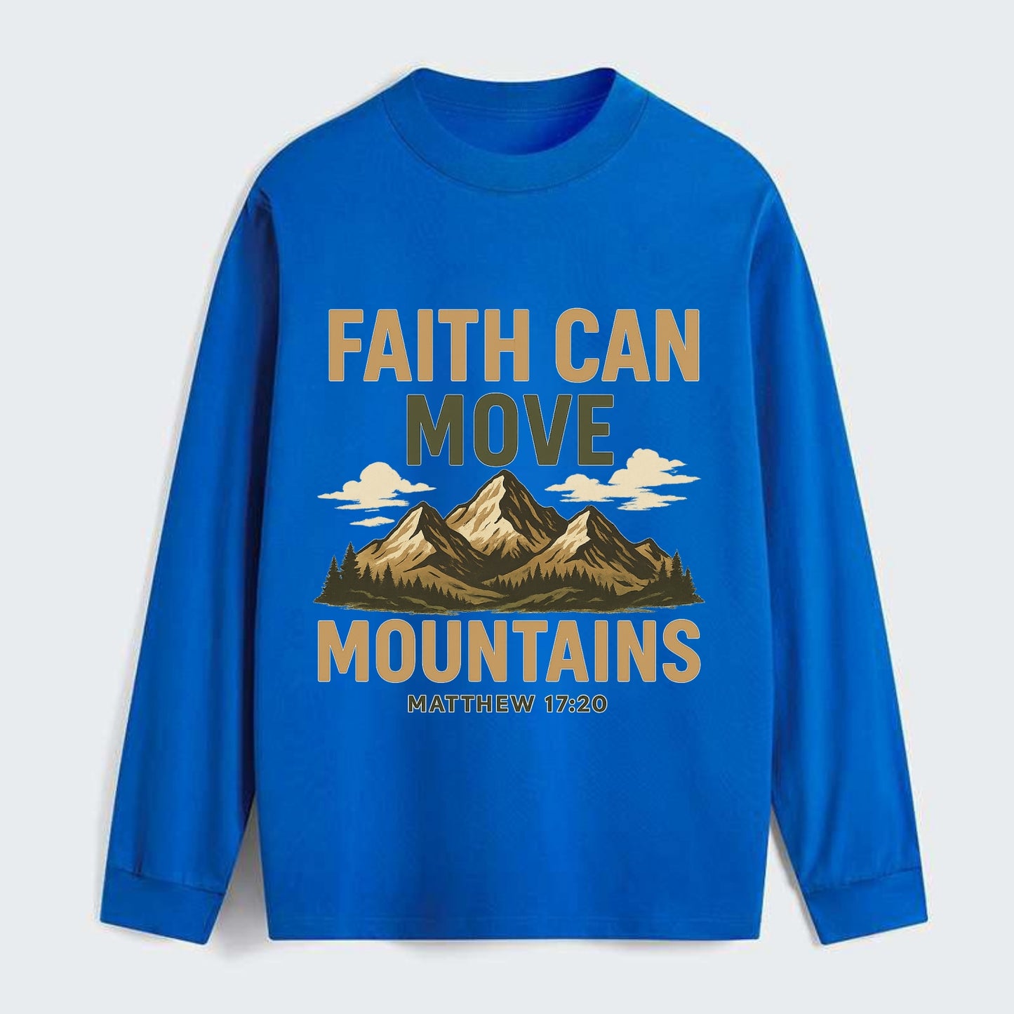 Matthew 17:20 Mountains - Classic Long Sleeve Shirt - Blue