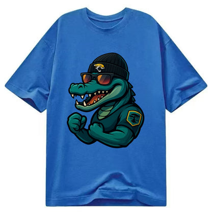 Jacksonville Alligator wearing Jaguars beanie with swamp patch and wayfarer - Classic T-shirt - Blue