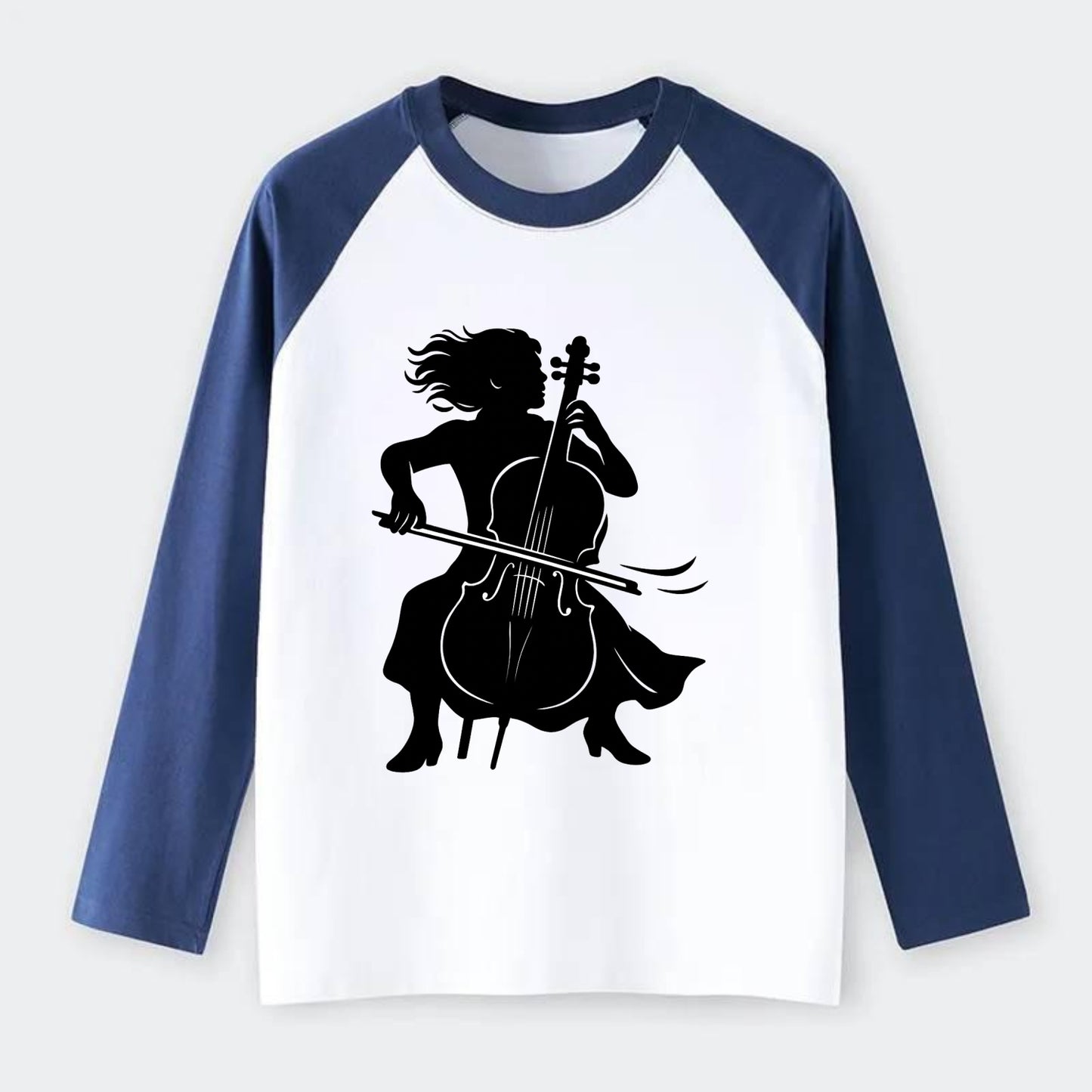 Cellist performing emotional solo - Raglan Long Sleeve T-Shirt - Blue