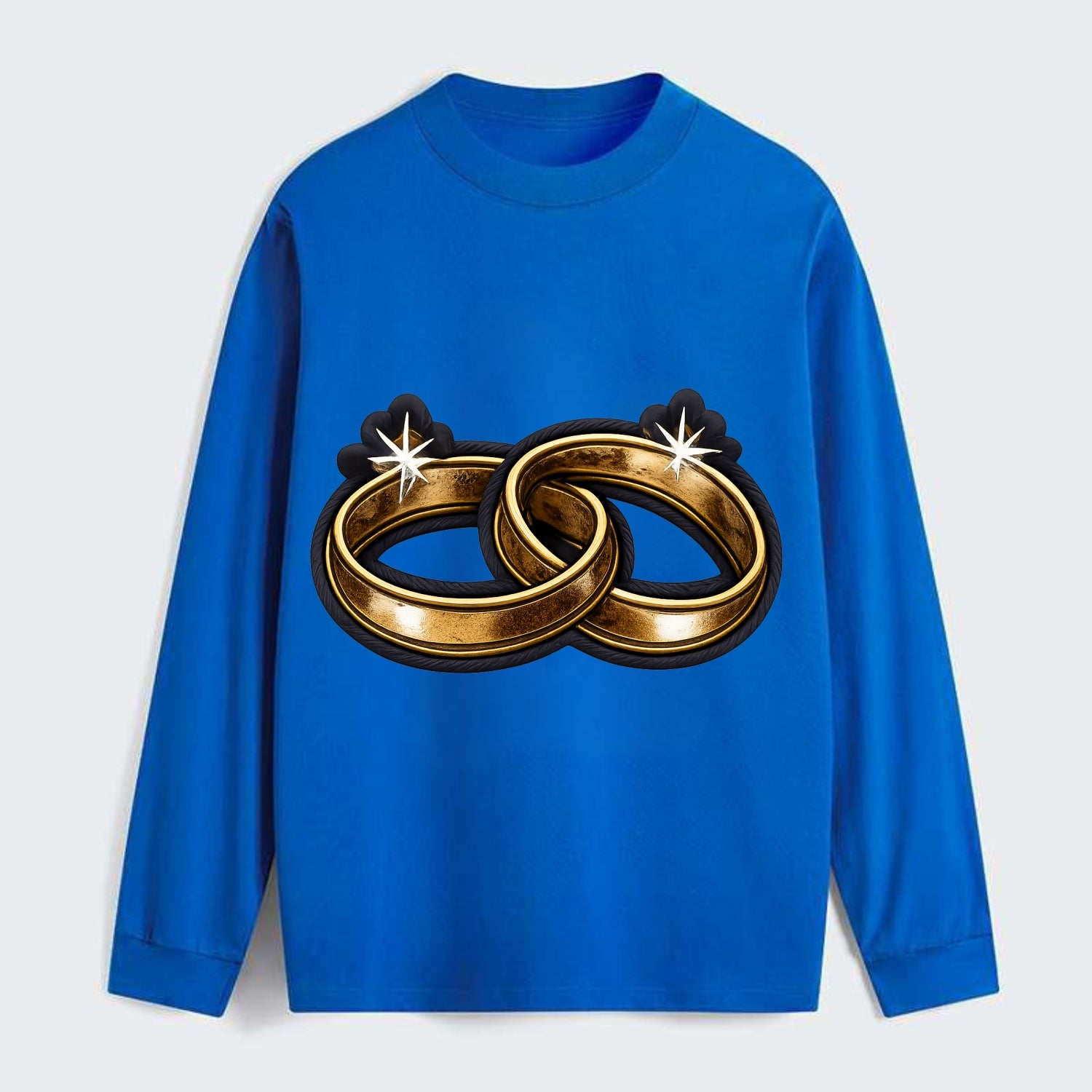 WEDDING RINGS - interlocked bands in gold , marriage - Classic Long Sleeve Shirt - Blue