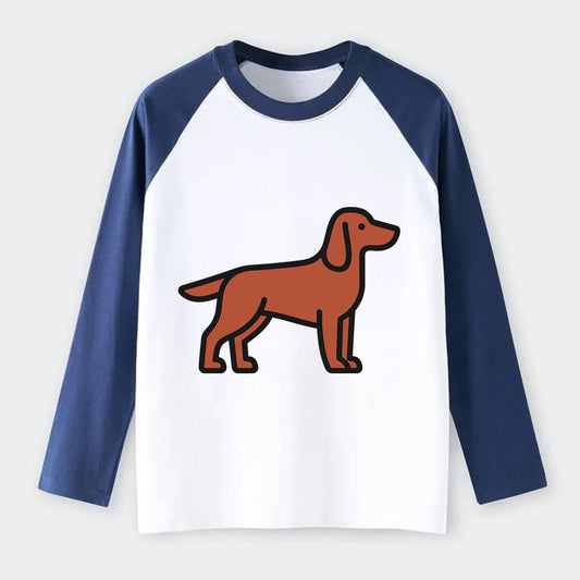 Irish Setter - Red/chestnut flat side profile - Raglan Long Sleeve T-Shirt - Blue
