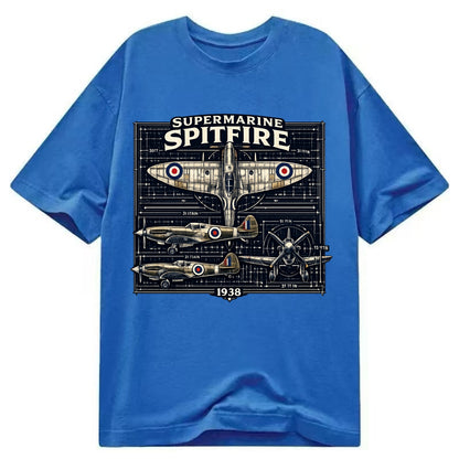 Spitfire Blueprint - Classic T-shirt - Blue