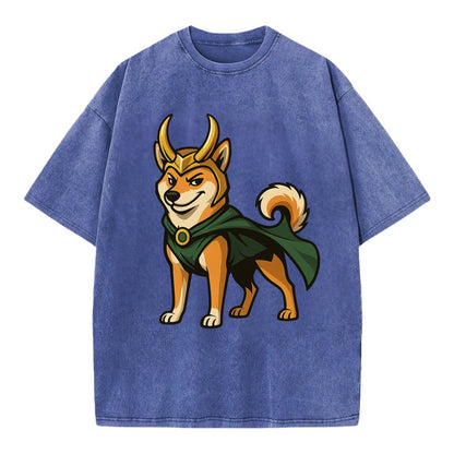 Shiba Inu Loki  - Vintage T-shirt - Blue