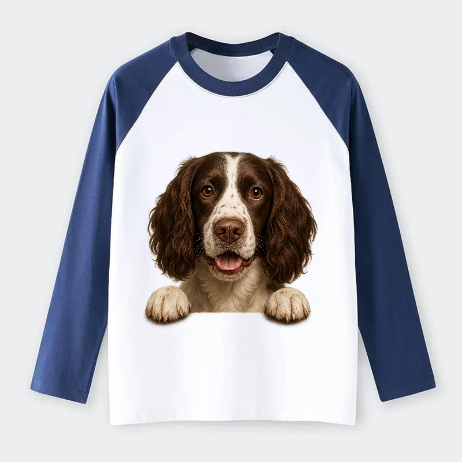 English Springer Spaniel  - Raglan Long - Raglan Long Sleeve T-Shirt - Blue