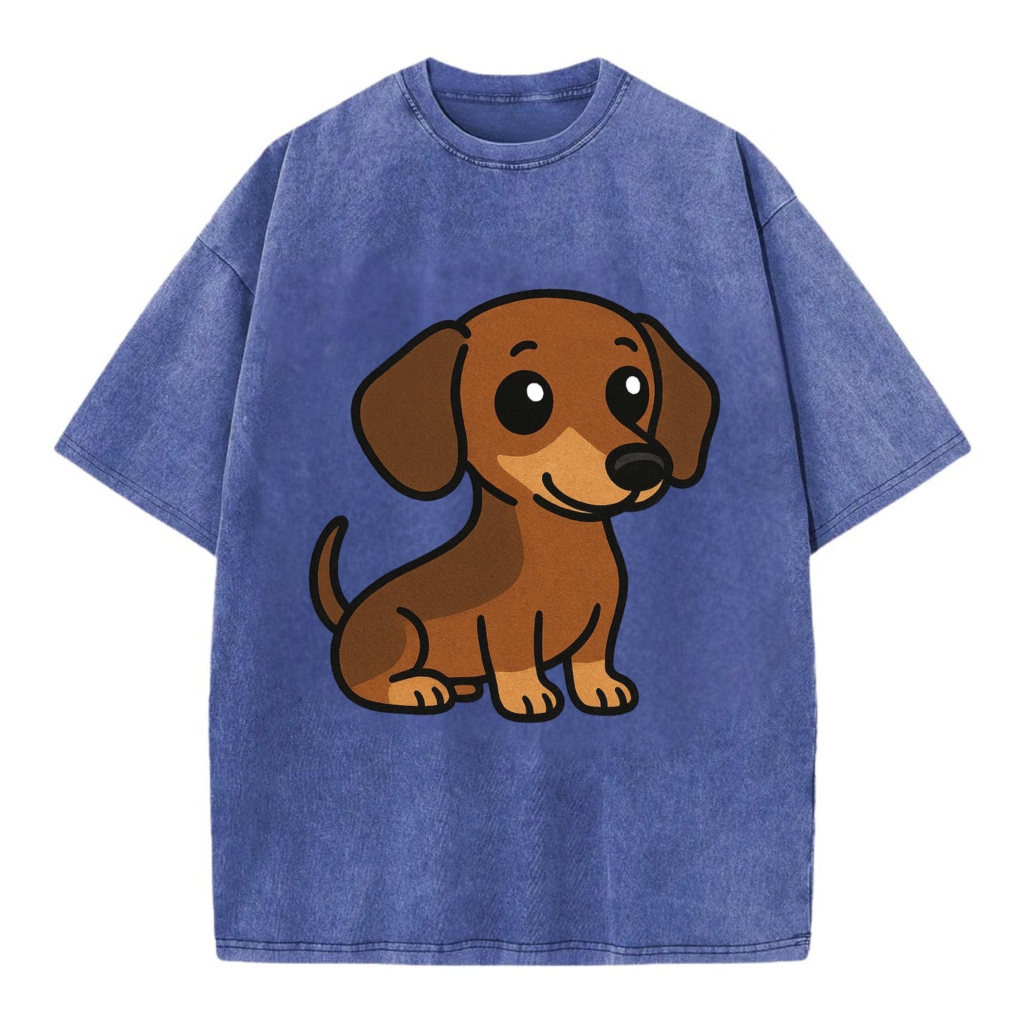 Dachshund - Long body profile view - Vintage T-shirt - Blue