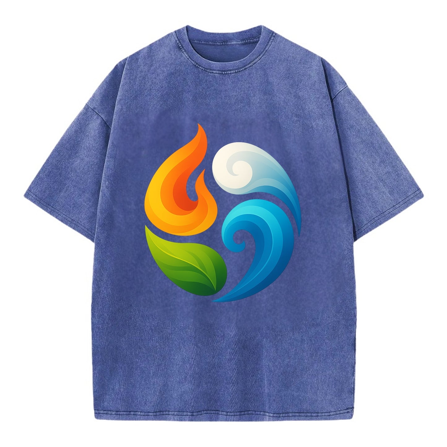 Four Elements Dance - Fire orange, water - Vintage T-shirt - Blue