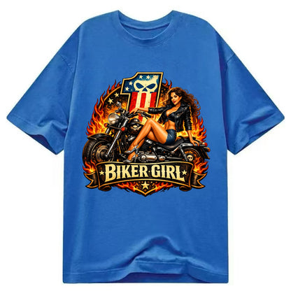 Vintage Biker Pin Up - Classic T-shirt - Blue
