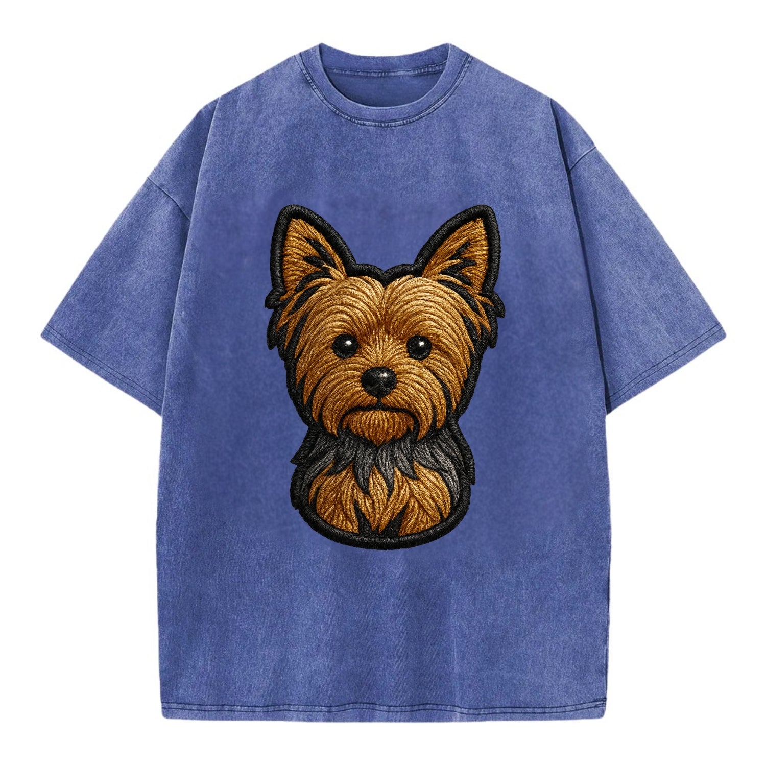 Yorkshire Terrier - Modern tiny dog logo - Vintage T-shirt - Blue